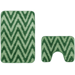 Velosso Chevron Stripe Emerald Bath Mat Set - Green - Wilko - thumbnail 4