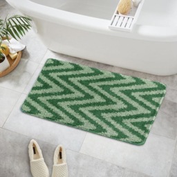 Velosso Chevron Stripe Emerald Bath Mat Set - Green - Wilko - thumbnail 7
