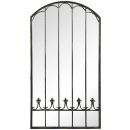 MirrorOutlet Summer View Metal Arched Ornate Window Garden Mirror 140 x 75cm - Size: 140 x 75 x 3cm - Black - Wilko - thumbnail 1