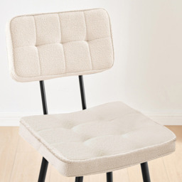 Furniturebox Boston Cream and Black Boucle Fabric Bar Stool Set of 2 - Size: 42 x 57 x 101cm - White - Wilko - thumbnail 3