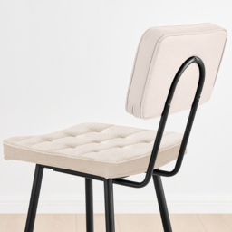 Furniturebox Boston Cream and Black Boucle Fabric Bar Stool Set of 2 - Size: 42 x 57 x 101cm - White - Wilko - thumbnail 4