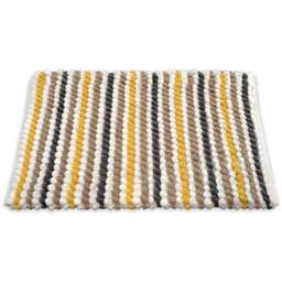 Allure Bath Fashions Mustard Striped Chunky Bobble Bath Mat 50 x 80cm - Yellow - Wilko