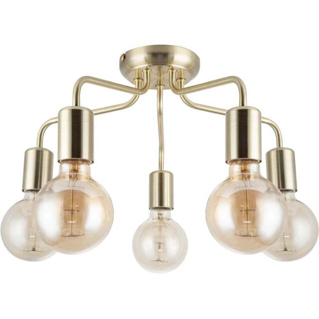 Cosylyte Fraser 5 Light Brushed Brass Metal Flush Ceiling Light - Size: 29 x 22.5 x 22.5cm - Gold - Wilko - image 1