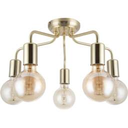 Cosylyte Fraser 5 Light Brushed Brass Metal Flush Ceiling Light - Size: 29 x 22.5 x 22.5cm - Gold - Wilko - thumbnail 1