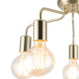 Cosylyte Fraser 5 Light Brushed Brass Metal Flush Ceiling Light - Size: 29 x 22.5 x 22.5cm - Gold - Wilko - thumbnail 5