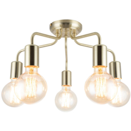 Cosylyte Fraser 5 Light Brushed Brass Metal Flush Ceiling Light - Size: 29 x 22.5 x 22.5cm - Gold - Wilko - thumbnail 4