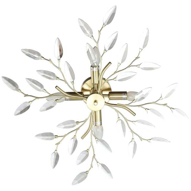 Happy Homewares Brushed Gold Plated Branch Ceiling Light with Acrylic Leaves - Size: 15 x 60 x 60cm - Wilko - image 1