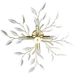 Happy Homewares Brushed Gold Plated Branch Ceiling Light with Acrylic Leaves - Size: 15 x 60 x 60cm - Wilko