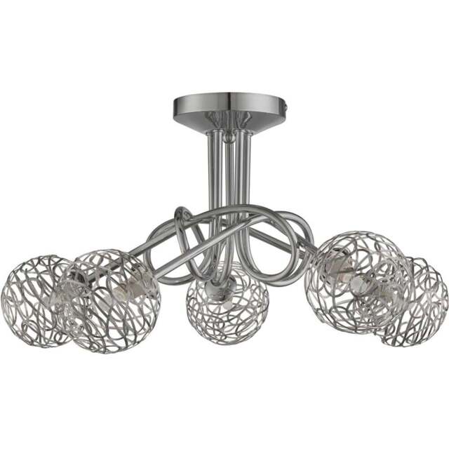 Lighting Collection 5 Light Twist Ceiling Light - Size: 28 x 50 x 50cm - Silver - Wilko - image 1