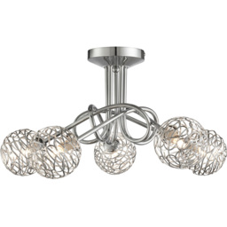 Lighting Collection 5 Light Twist Ceiling Light - Size: 28 x 50 x 50cm - Silver - Wilko - thumbnail 4