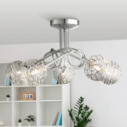 Lighting Collection 5 Light Twist Ceiling Light - Size: 28 x 50 x 50cm - Silver - Wilko - thumbnail 3