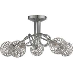 Lighting Collection 5 Light Twist Ceiling Light - Size: 28 x 50 x 50cm - Silver - Wilko - thumbnail 1