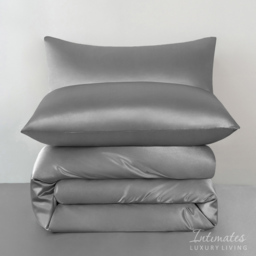 Intimates King Size Silver Satin Complete Bedding Set - Wilko - thumbnail 4