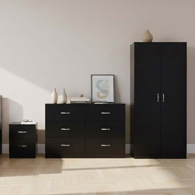 Vida Designs Riano Black 3 Piece Bedroom Furniture Set - Wilko - image 1