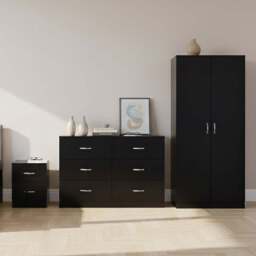 VIDA DESIGNS Riano Black 3 Piece Bedroom Furniture Set - Wilko