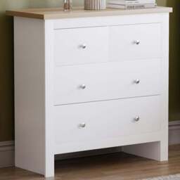 Vida Designs Arlington 4 Drawer White Shaker Style Chest of Drawers - Wilko