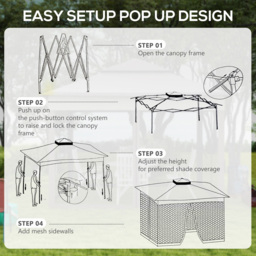 Outsunny 3 x 3m Cream White Metal Frame Pop Up Gazebo with Netting - Wilko - thumbnail 6