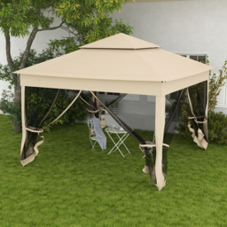 Outsunny 3 x 3m Cream White Metal Frame Pop Up Gazebo with Netting - Wilko - thumbnail 1