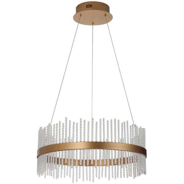 Merano Trapani Clear Glass Brushed Gold Plate Pendant Light - Size: 51 x 51 x 163cm - Wilko - image 1
