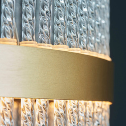 Merano Trapani Clear Glass Brushed Gold Plate Pendant Light - Size: 51 x 51 x 163cm - Wilko - thumbnail 6