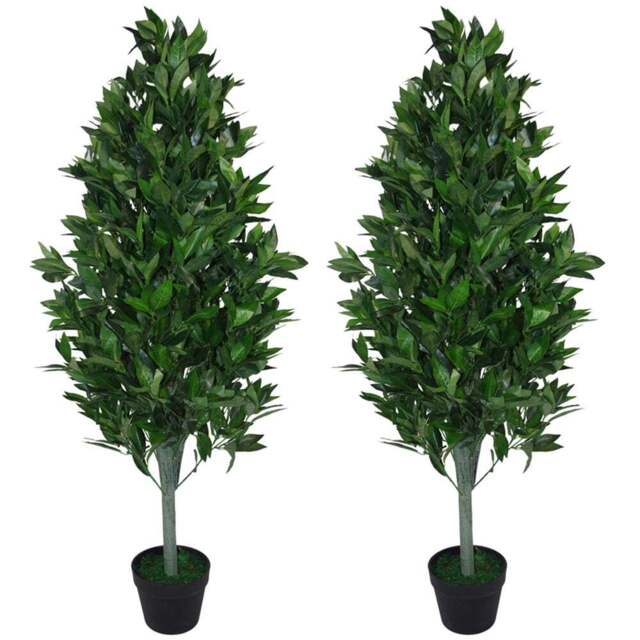 Leaf Pyramid Cones Topiary Bay XL Artificial Tree 2 Pack - Size: 120 x 45 x 45cm - Green - Wilko - image 1