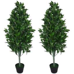 Leaf Pyramid Cones Topiary Bay XL Artificial Tree 2 Pack - Size: 120 x 45 x 45cm - Green - Wilko - thumbnail 1