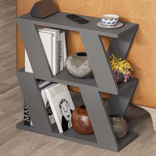 Decortie Lazena 2 Shelf Anthracite Side Table - Size: 55.4 x 60 x 21.2cm - Black - Wilko - image 1