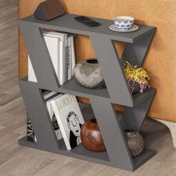 Decortie Lazena 2 Shelf Anthracite Side Table - Size: 55.4 x 60 x 21.2cm - Black - Wilko - thumbnail 1