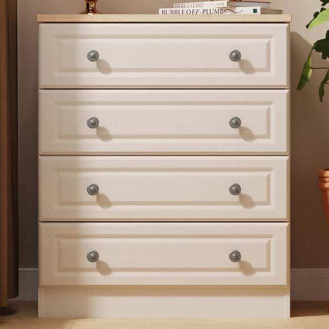 Crowndale Norfolk 4 Drawer Kashmir Ash and Bardolino Oak Chest of Drawers Ready Assembled - Kashmir Ash & Bardolino Oak - Wilko - image 1