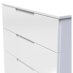 Crowndale Milan 4 Drawer White Gloss and White Chest of Drawers Ready Assembled - White Gloss & White - Wilko - thumbnail 6