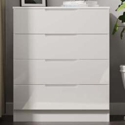 Crowndale Milan 4 Drawer White Gloss and White Chest of Drawers Ready Assembled - White Gloss & White - Wilko