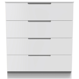 Crowndale Milan 4 Drawer White Gloss and White Chest of Drawers Ready Assembled - White Gloss & White - Wilko - thumbnail 3