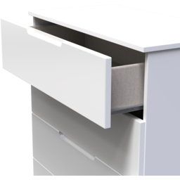 Crowndale Milan 4 Drawer White Gloss and White Chest of Drawers Ready Assembled - White Gloss & White - Wilko - thumbnail 7