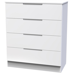 Crowndale Milan 4 Drawer White Gloss and White Chest of Drawers Ready Assembled - White Gloss & White - Wilko - thumbnail 5