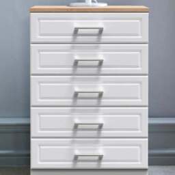 Crowndale Kent 5 Drawer White Ash and Modern Oak Chest of Drawers Ready Assembled - Wilko - thumbnail 1