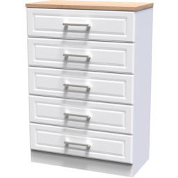 Crowndale Kent 5 Drawer White Ash and Modern Oak Chest of Drawers Ready Assembled - Wilko - thumbnail 3