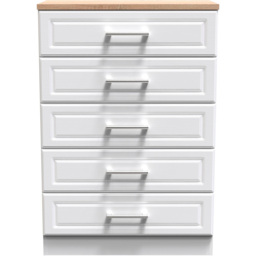 Crowndale Kent 5 Drawer White Ash and Modern Oak Chest of Drawers Ready Assembled - Wilko - thumbnail 4