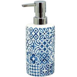 Santorini White and Blue Soap Dispenser - Size: 7 x 18 x 7cm - Wilko - thumbnail 1