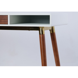 Flair Edelweiss Single Drawer 2 Shelve Desk Walnut and White with Brass Accents - Size: 120 x 50 x 77cm - Multi - Wilko - thumbnail 7