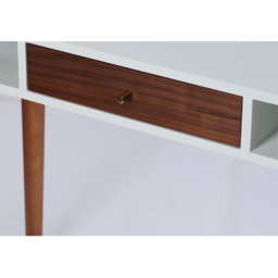 Flair Edelweiss Single Drawer 2 Shelve Desk Walnut and White with Brass Accents - Size: 120 x 50 x 77cm - Multi - Wilko - thumbnail 5