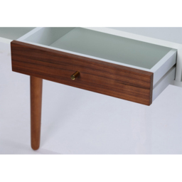 Flair Edelweiss Single Drawer 2 Shelve Desk Walnut and White with Brass Accents - Size: 120 x 50 x 77cm - Multi - Wilko - thumbnail 4