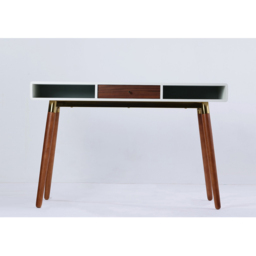Flair Edelweiss Single Drawer 2 Shelve Desk Walnut and White with Brass Accents - Size: 120 x 50 x 77cm - Multi - Wilko - thumbnail 6