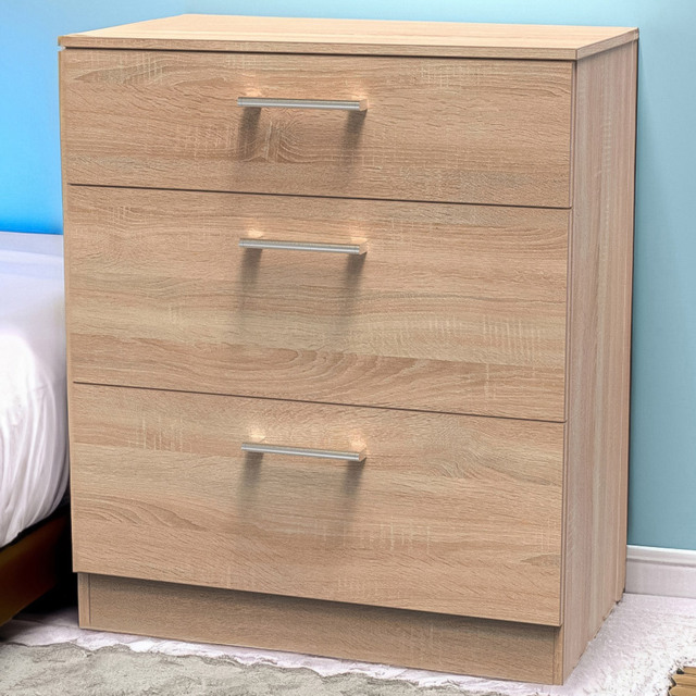 Crowndale Devon 3 Drawer Bardolino Oak Deep Chest of Drawers - Brown - Wilko - image 1