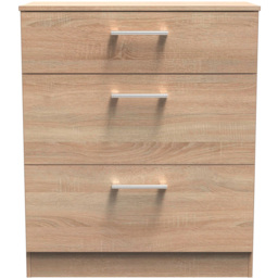 Crowndale Devon 3 Drawer Bardolino Oak Deep Chest of Drawers - Brown - Wilko - thumbnail 4