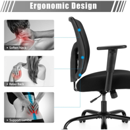Costway Height Adjustable Ergonomic Executive Chair - Size: 73.7 x 55.9 x 30.48cm - Black - Wilko - thumbnail 5