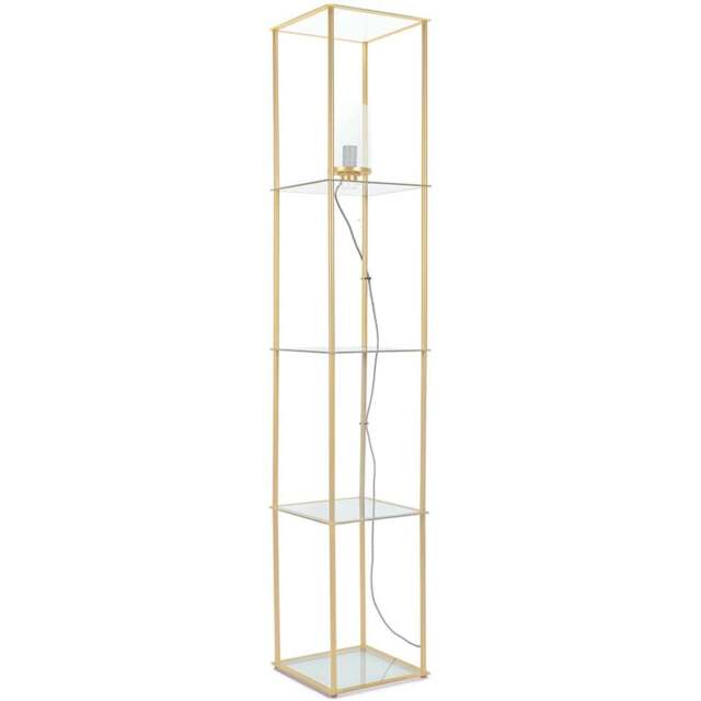 ValueLights Gobie 4 Shelf Gold Metal Frame Glass LED Floor Lamp - Size: 169 x 30 x 30cm - Wilko - image 1