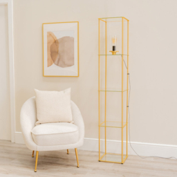 ValueLights Gobie 4 Shelf Gold Metal Frame Glass LED Floor Lamp - Size: 169 x 30 x 30cm - Wilko - thumbnail 7