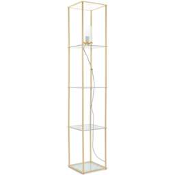 ValueLights Gobie 4 Shelf Gold Metal Frame Glass LED Floor Lamp - Size: 169 x 30 x 30cm - Wilko - thumbnail 1