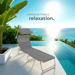 tectake Grey Chloa Foldable Sun Lounger - Size: 65 x 68 x 190cm - Wilko - thumbnail 4