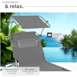 tectake Grey Chloa Foldable Sun Lounger - Size: 65 x 68 x 190cm - Wilko - thumbnail 5